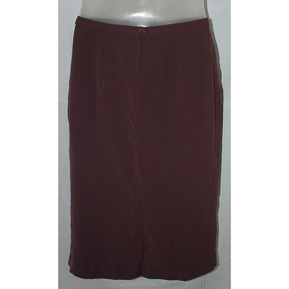 Eggplant Purple Sz 12 Church Office Lined Midi Skirt Side Pockets KORET - Picture 2 of 2